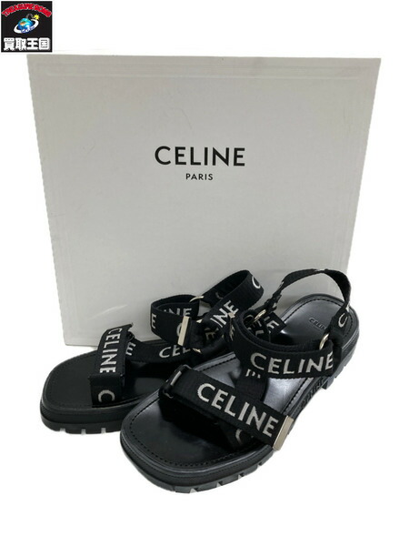 目立つロゴ◆CELINE LEO ロゴストラップ サンダル BLACK/BLACK 目立つロゴ◇CELINE LEO ロゴストラップ サンダル BLACK/BLACK