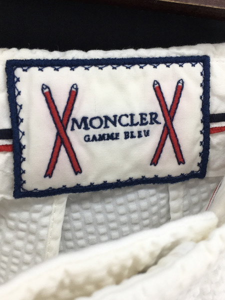 Moncler Gamme Bleu サイドライン シアサッカーショーツ ハーフパンツ 白 黒 3 中古 Mozago Com