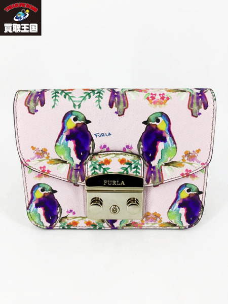 21年新作 のfurla メトロポリスミニ 水彩鳥 ピンク 中古 充実の品 の