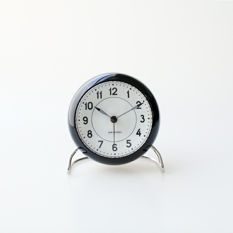 【マラソン★P最大47.5倍+10％オフ】ARNE JACOBSEN[アルネ・ヤコブセン] TABLE CLOCK STATION 43672[アラームクロック 目覚まし時計 アナログ スヌーズ機能 LEDライト 静音 丸型 デンマーク 北欧 贈り物 プレゼント ギフト]☆｜CDC general store