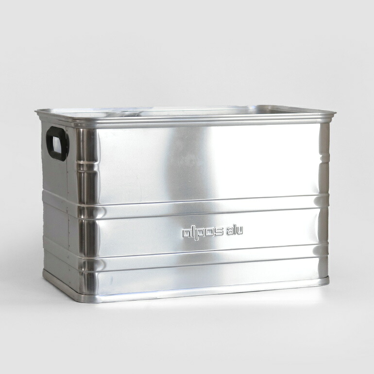 【マラソン★P最大47.5倍+10％オフ】ALPOS[アルポス]ALUMINUM CONTAINER OPEN TOP (Silver) L 67L[アルミコンテナ 収納ボックス ストレージ ケース 持ち手付 保管 整理収納 シンプル インテリア ガレージ アウトドア]☆｜CDC general store