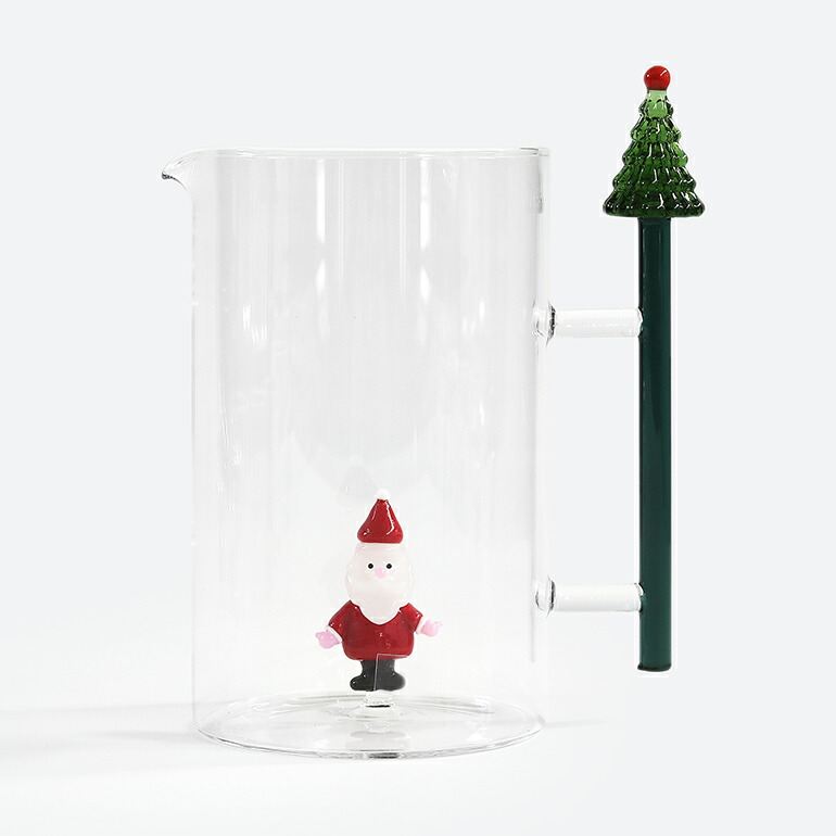【100円クーポン配布中】ICHENDORF MILANO[イッケンドルフ ミラノ]CT Jug Christmastree handle&Santa[ジャグ 水差し ピッチャー 食器 クリスマス サンタ 手吹きガラス おしゃれ プレゼント ギフト 贈り物]｜CDC general store
