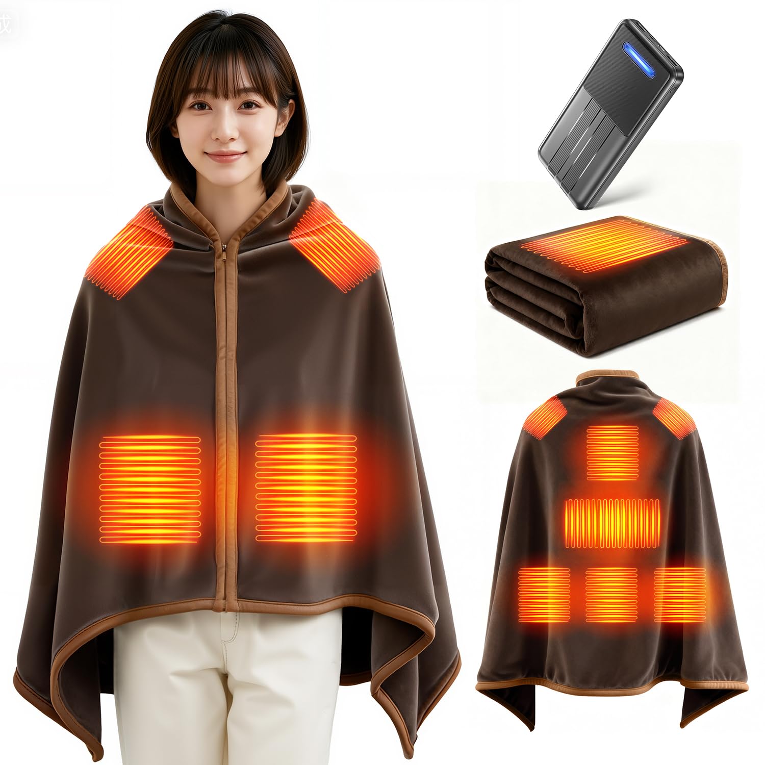明かりブランケット 掛け敷き兼用 【9引き渡し熱のある状態 143×88糎大判】 USB/DC給電 明かり毛布 明かりひざ掛け 22800mAh蓄電池付 3座標軸体温合わせる MAX65°C 日本製暖房器 6Hタイマー 肩かけ 肩かけ 敷ブランケット 腰...