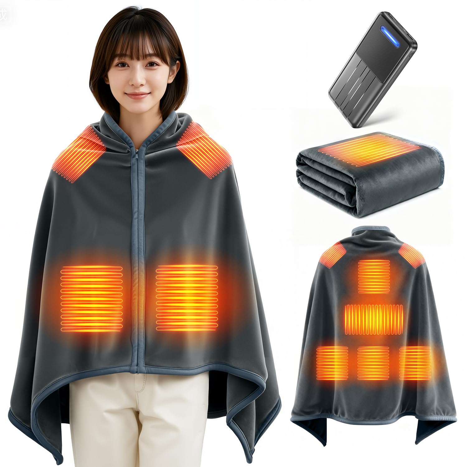 明かりブランケット 掛け敷き兼用 【9引き渡し熱のある状態 143×88糎大判】 USB/DC給電 明かり毛布 明かりひざ掛け 22800mAh蓄電池付 3座標軸体温合わせる MAX65°C 日本製暖房器 6Hタイマー 肩かけ 肩かけ 敷ブランケット 腰...