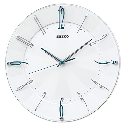 セイコークロック 掛け時計 電波 アナログ 白 パール KX214W SEIKO 直径32.7×4.6cm