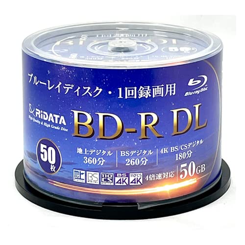 ブルーレイディスク BD-R DL 片面2層 50GB 50枚 4K BS CS 地デジ 録画用 キズ・砂ぼこり・汚れた状態から書きとどめる知見を守る捉え所のない厚地の外套仕様模様 白いこと付け札 RiTEK RiDATA BR260EPW4X.50SP 録画・録音用メディア-TV・オーディオ・カメラ
