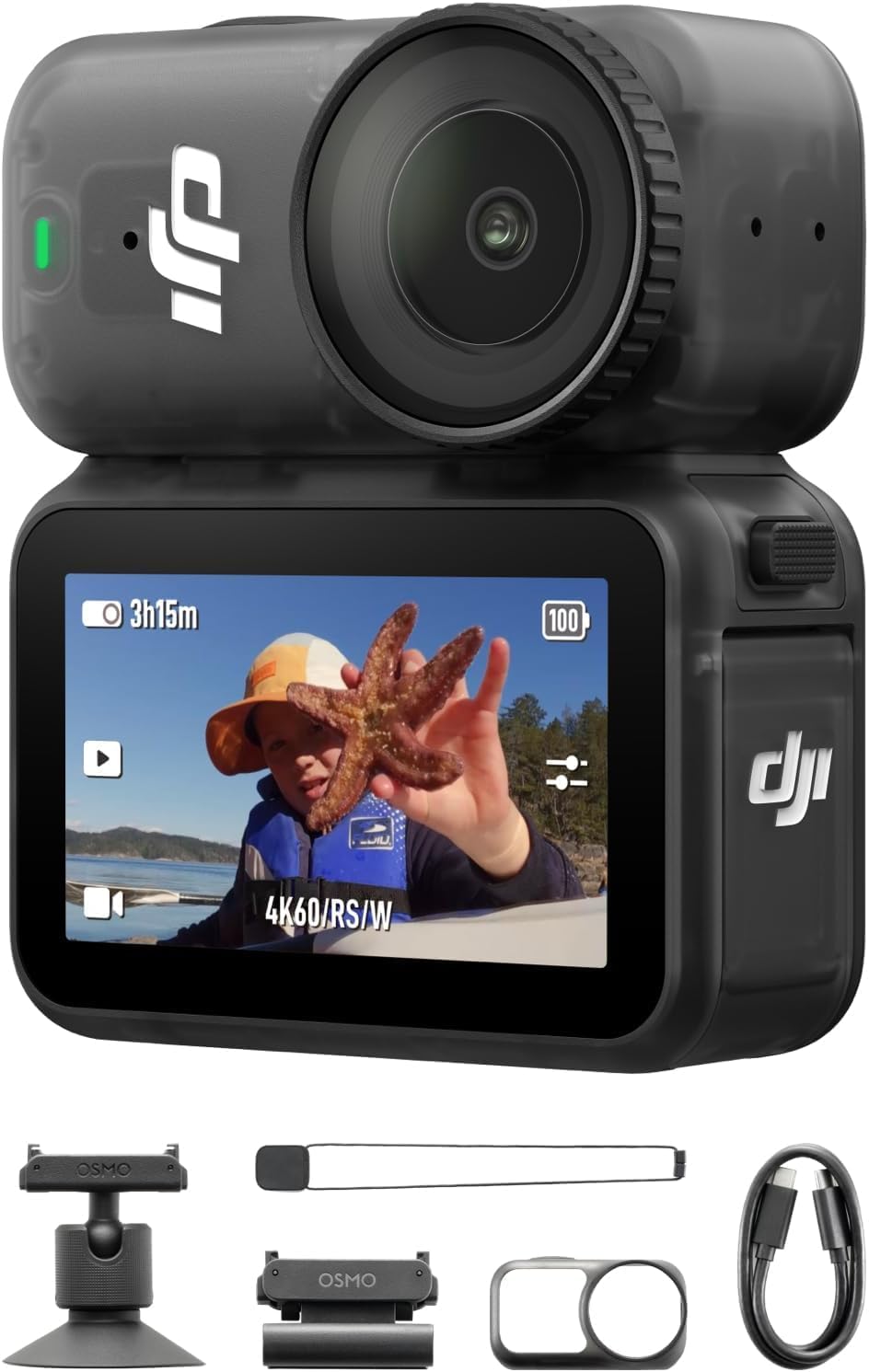 DJI Osmo Nano標準尺度ジャズバンド (64GB) ウェアラブルカメラ 小型4K/60fps Vlog写真機 1/1.3in検出器 143°広角FOV挿し画 200分録画 てっとり早いなコンテンツ移らす 運動競技 Vlog用磁気POV写真機4K