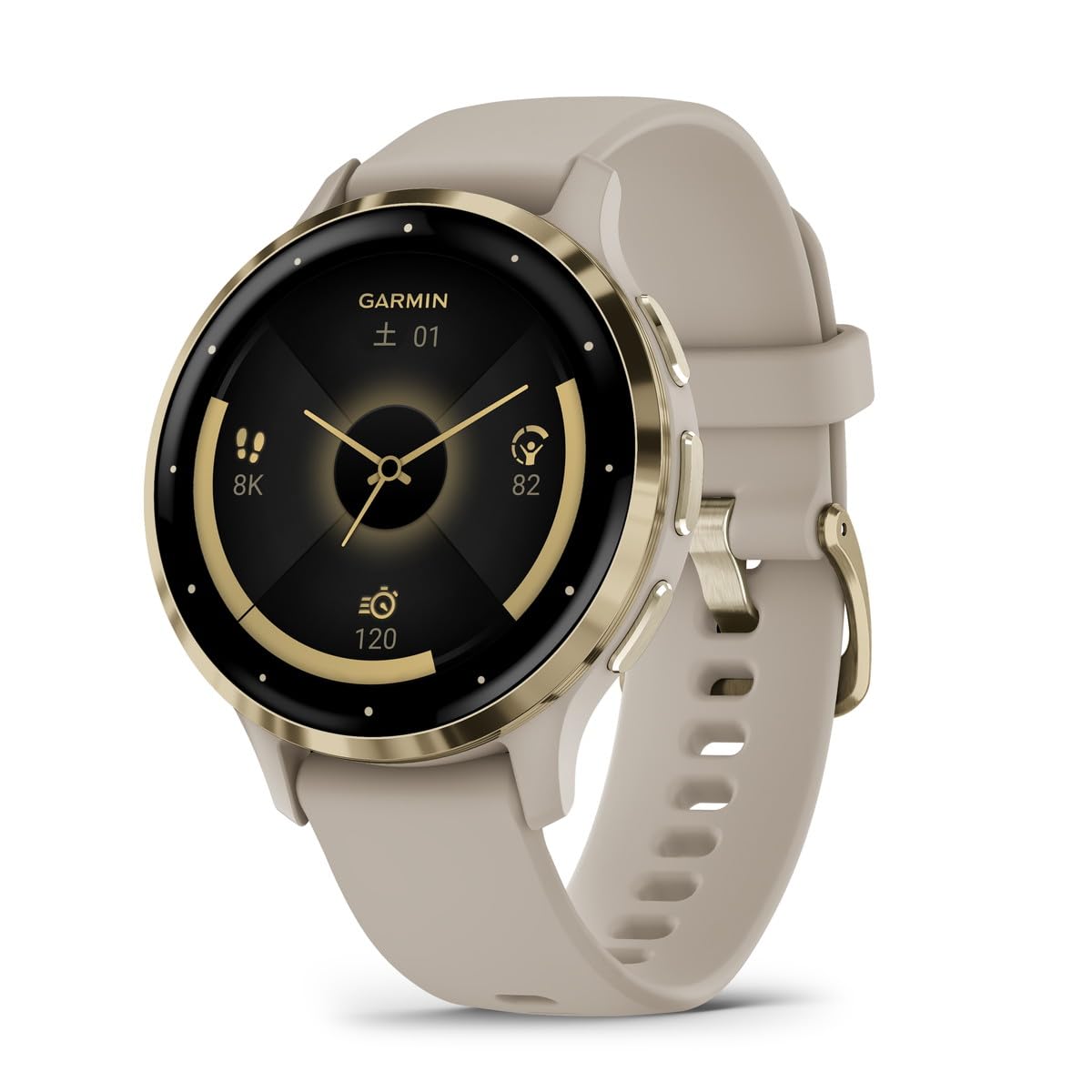 GARMIN(ガーミン) Venu 3S French Gray/Cream Gold AMOLED見せびらかす積み上げる 素晴らしい液晶スマートウォッチ 高性能GPS内蔵 【日本定め事品】心電図(ECG)適用業務相応うひな形