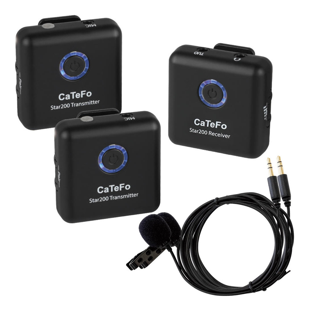 CaTeFo Star200T2 デュアルチャンネル・デジタル・ワイヤレス ピンマイク [ 送信機&times;2・受信機&times;1・ピンマイク&times;２]｜オクムラ楽器　店