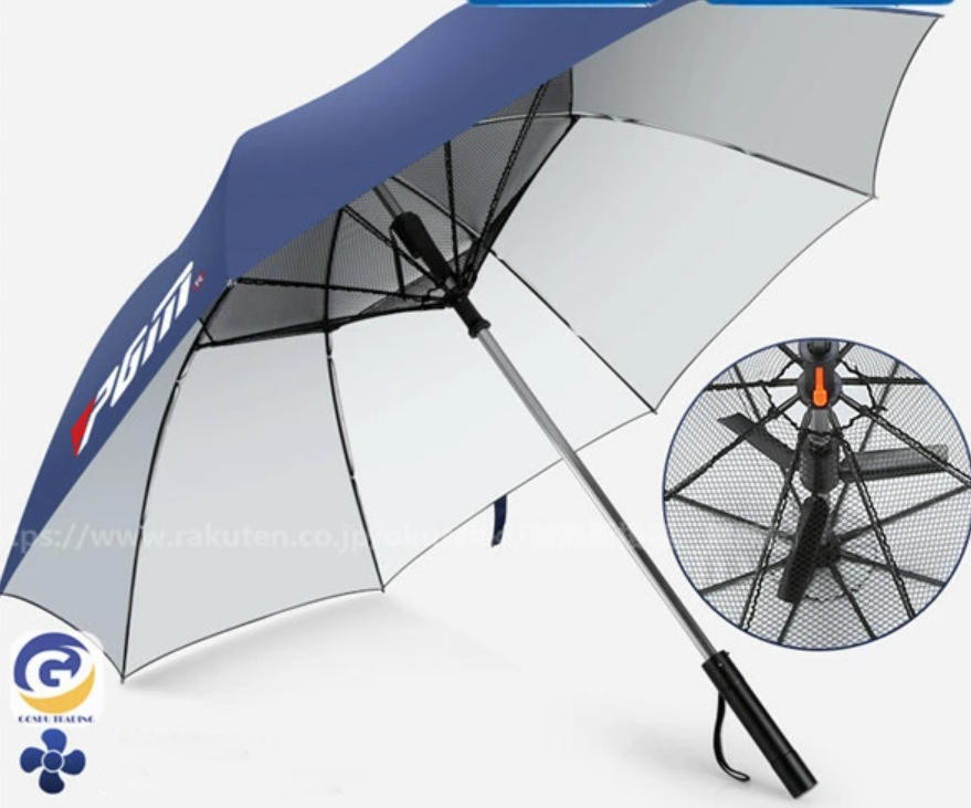 ゴルフ傘 扇風機付き メンズ レディース 日傘 雨傘 晴雨兼用 UVカット ゴルフ用品 ラウンド用品 アクセサリー 遮熱 遮光 スポーツ プレゼント ギフト｜オークラッキ 店