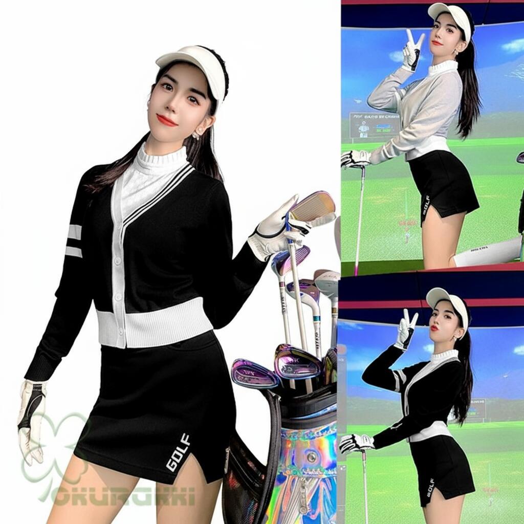 ゴルフ GOLF 羊毛プルオーバー 秋 冬 レディース 厚地の外套 ゴルフ御召しもの 編み物プルオーバー 防寒 生あたたかい 差し上げ物 差し上げ物
