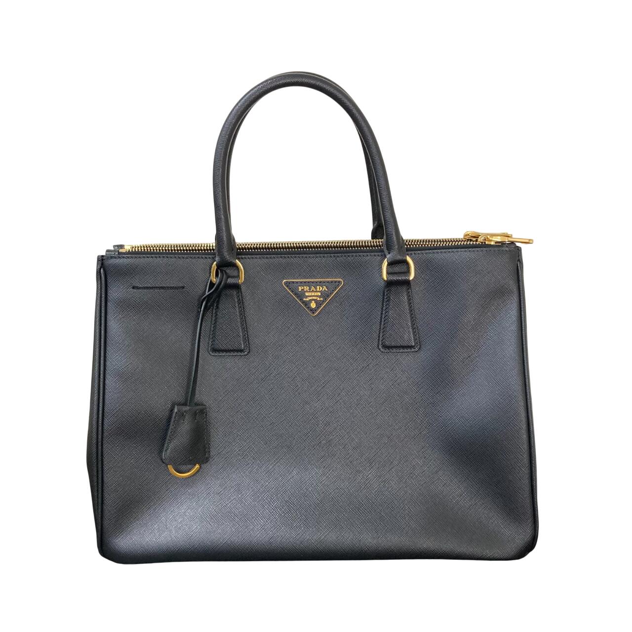 【中古】PRADA/プラダ サフィアーノ ミディアム BN2274 トートバッグ A4サイズ ブラック レディース カード付き ショルダーなし1172203-12【他サイト併売品】