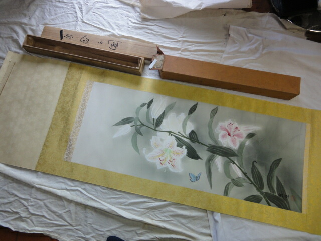 五】小林五浪 『西魏飛天』 紙本 彩色 真作 掛軸 共箱