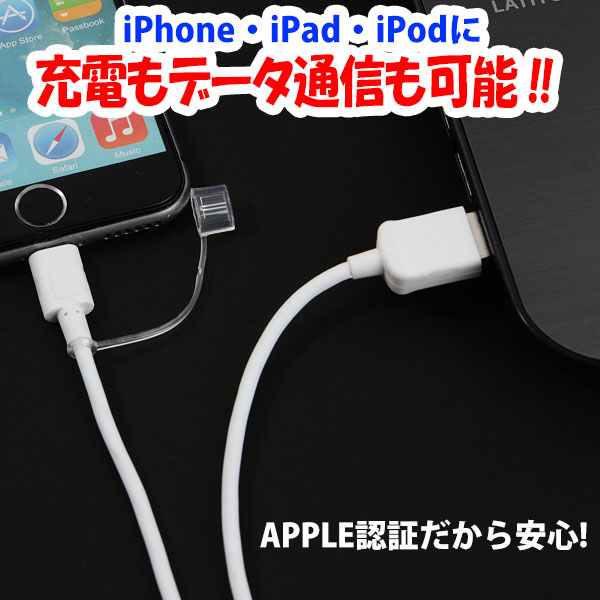 送料無料Lightningケーブルmfi認証品ライトニングケーブル2m2.4AiPhoneX対応通信充電対応ホワイト04LC203W