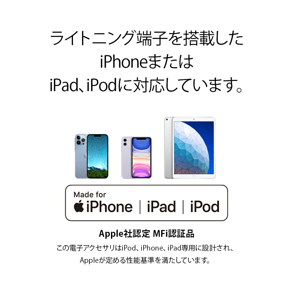 送料無料Lightningケーブルmfi認証品ライトニングケーブル2m2.4AiPhoneX対応通信充電対応ホワイト04LC203W