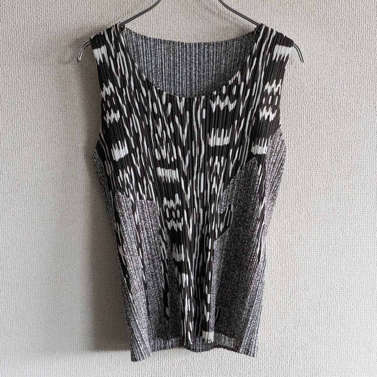 美品 PLEATS PLEASE ISSEY MIYAKE プリーツプリーズ イッセイミヤケ ノースリーブ カットソー タンクトップ PP41-JK600 Mサイズ イエロー レディース 古着 中古 USED PLEATS PLEASE ISSEY MIYAKE / プリーツプリーズイッセイミヤケ