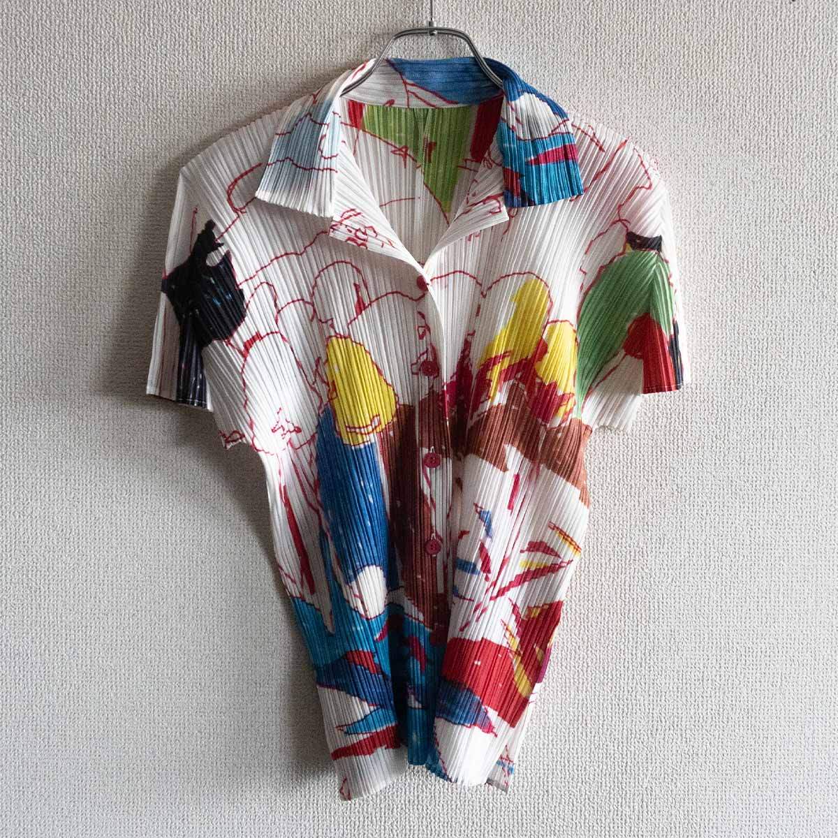 pleats please issey miyake 総柄プリーツシャツ pleats please issey miyake 総柄プリーツシャツ