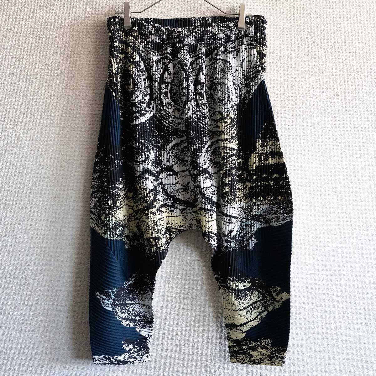 [美品] size2 HOMME PLISSE サルエルパンツ グレー size2] HOMME PLISSE サルエルパンツ グレー イッセイミヤケ