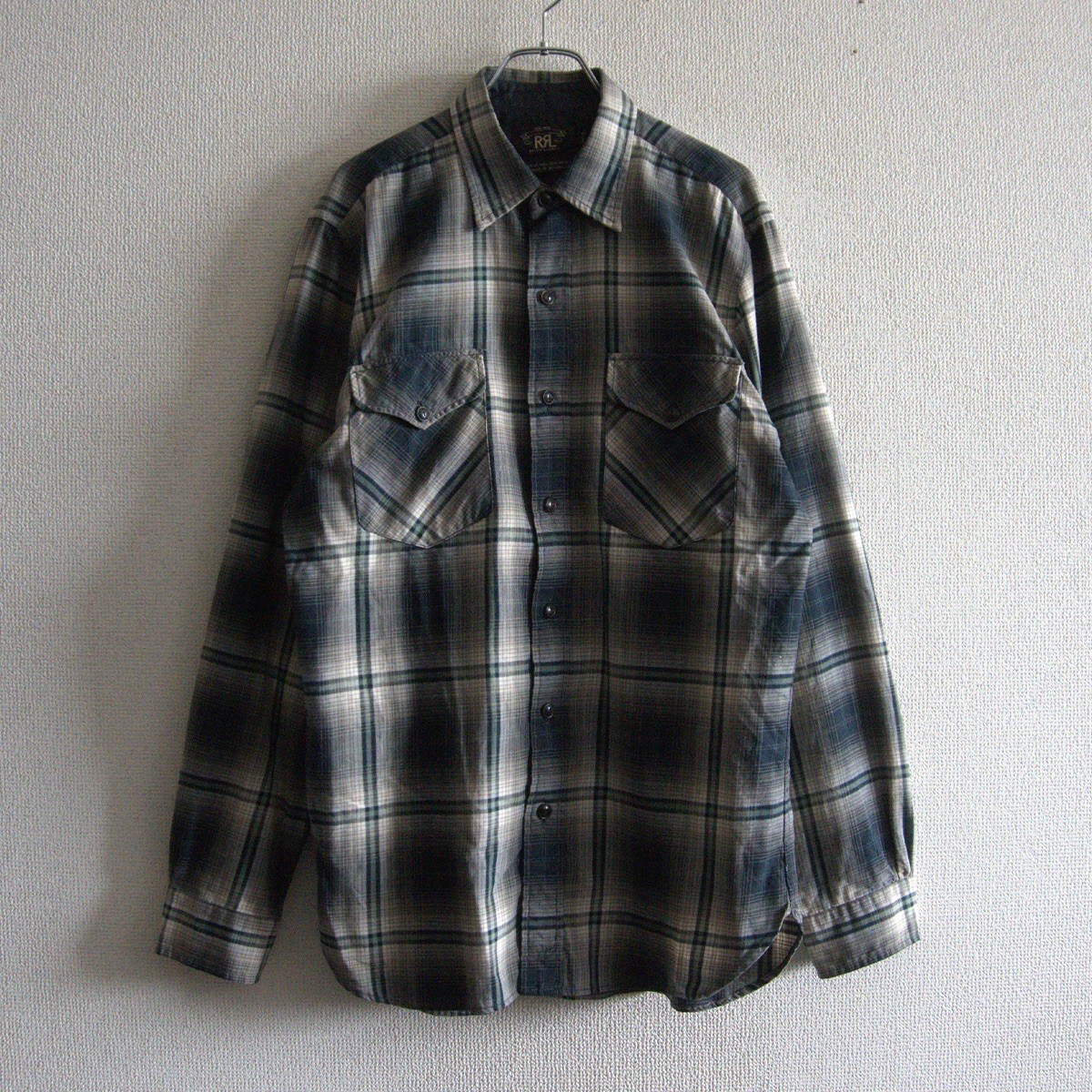 【専用】90's RRL オンブレチェック Pコート 三ツ星タグ M 楽天市場】【90S/三ツ星タグ】RRL 【オープンカラー オンブレ
