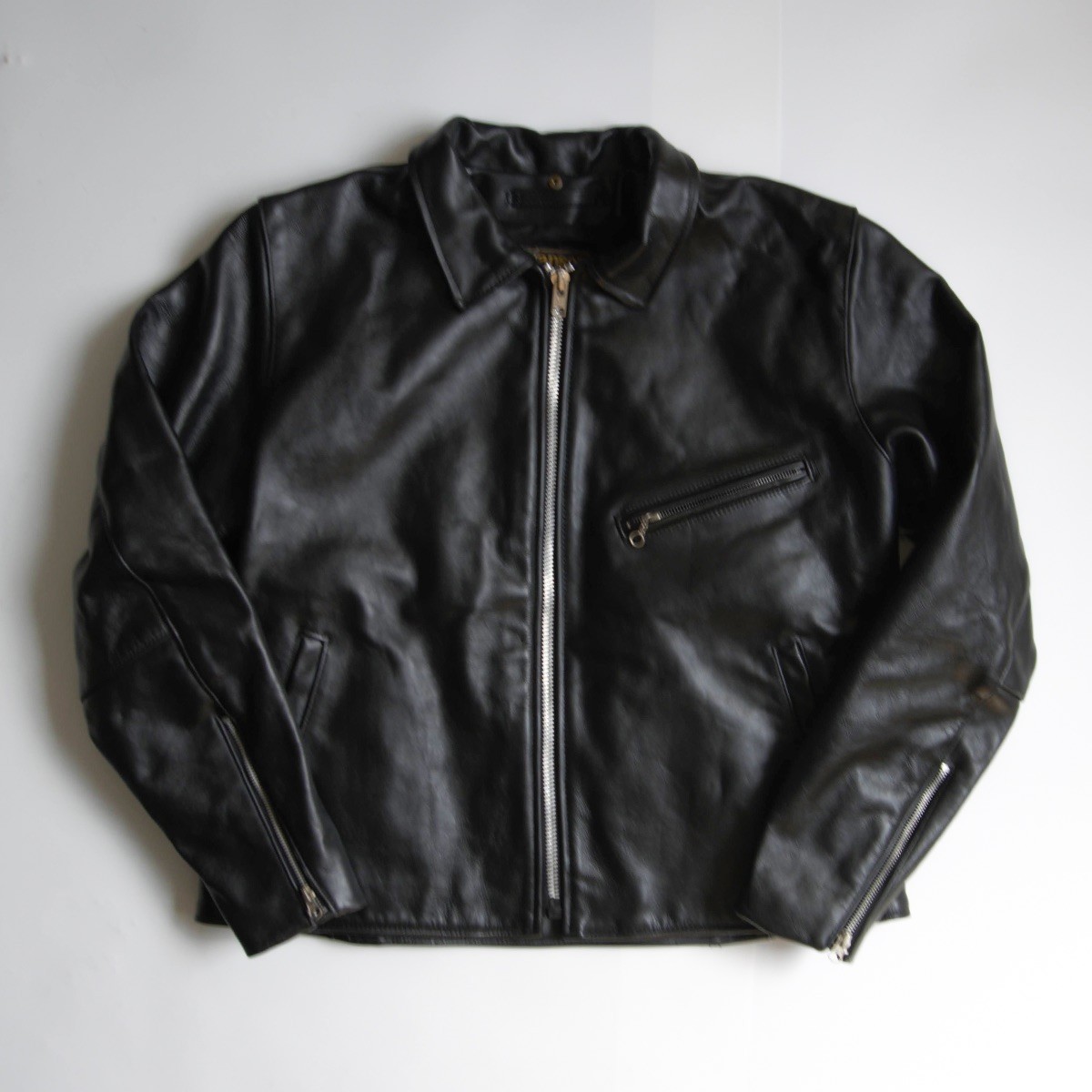 【美品/ビッグサイズ】 VANSON 【ENF エンフィールド シングルライダースジャケット】46 レザー USA製 バンソン 25090304