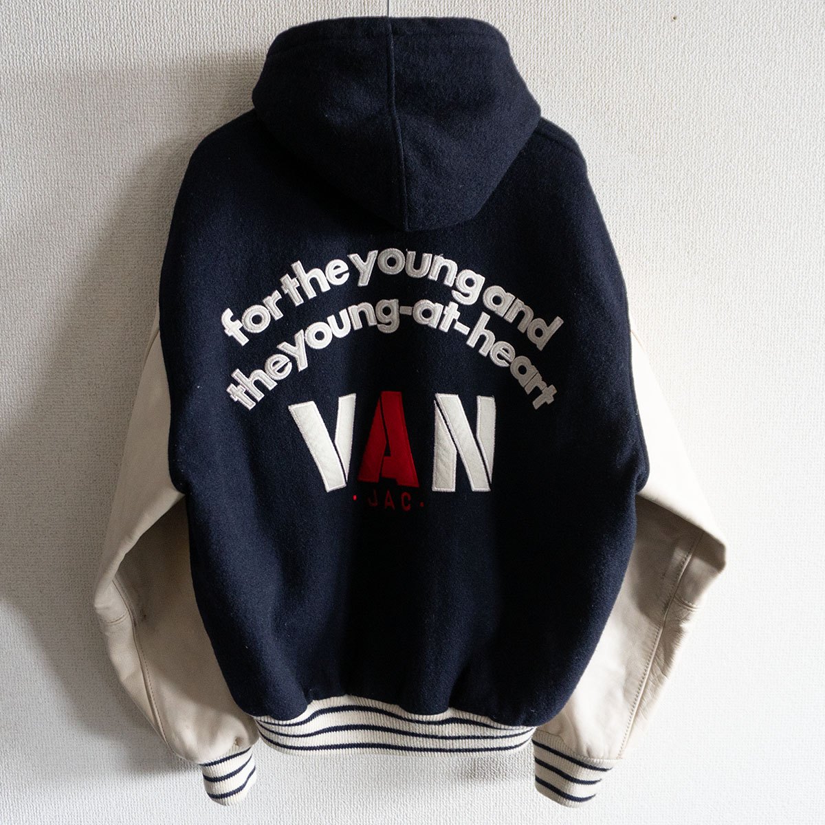 VAN JAC スタジアムジャンパー Lサイズ 袖皮 ネイビー 楽天市場