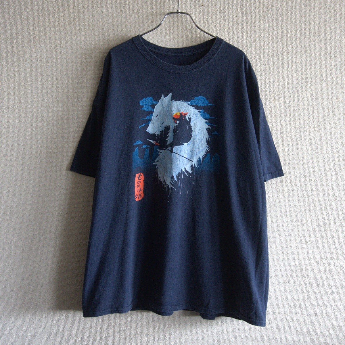 【希少/10s】 【もののけ姫 Tシャツ】 ジブリ 古着 アニメ Tee ネイビー ビッグサイズ 25110525