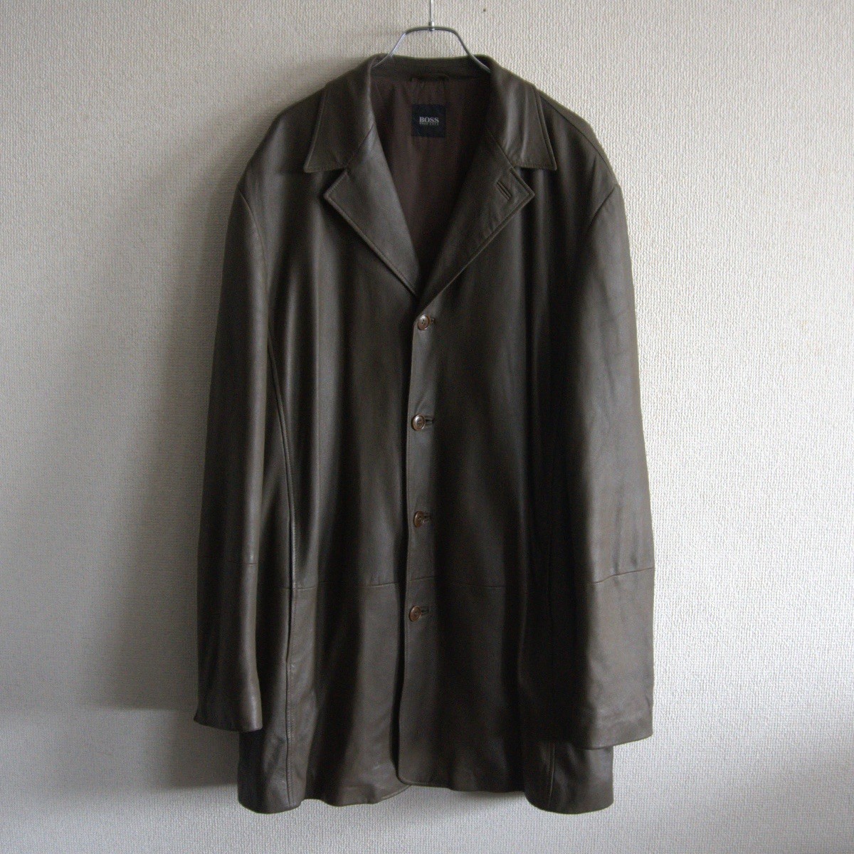 【ビッグサイズ】 BOSS HUGO BOSS 【Calf Leather Chester coat】54 カーフレザー チェスター コート ヒューゴボス s2511064