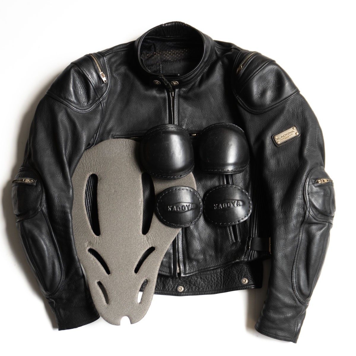 【美品/ビッグサイズ】KADOYA【BLACK STAR シングルライダースジャケット】 LL ブラック レザー カドヤ 25110687