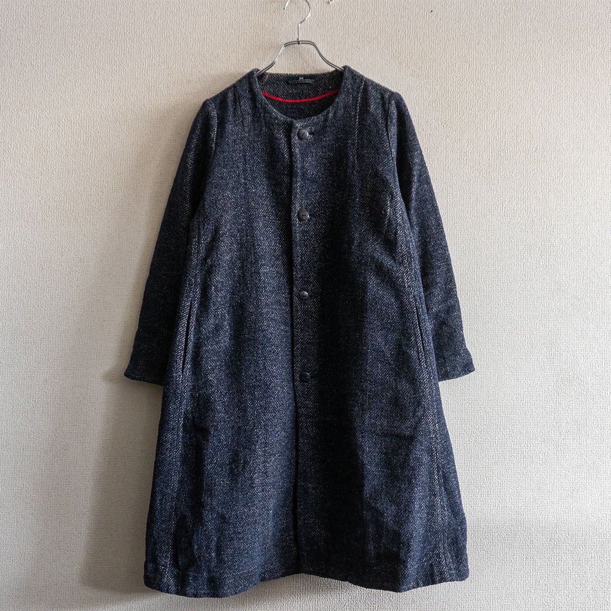 45R リネンツイードロングコート 定価10万6千円　ロング サイズ2 45R リネンツイードロングコート 定価10万6千円 ロング サイズ2