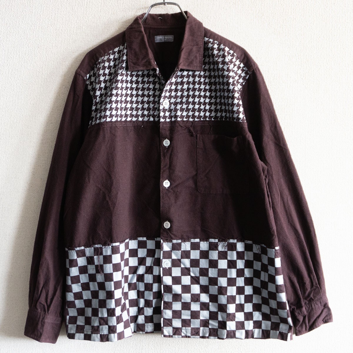 【00s/アーカイブ】COMME des GARCONS HOMME【ボックス席影ぼうし ハウンドトゥース柄 開襟 プルオーバー】 コムデギャルソンオム 25120226