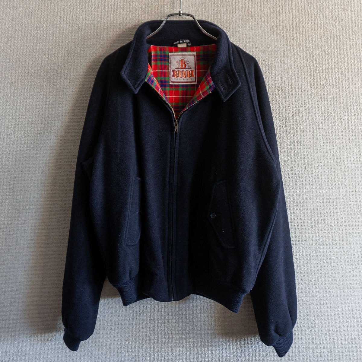 【美品/カシミヤ混】BARACUTA 【G9 スウィングトップ ハリントンジャケット】 42 ネイビー バラクータ ウール カシミヤ混 25120690