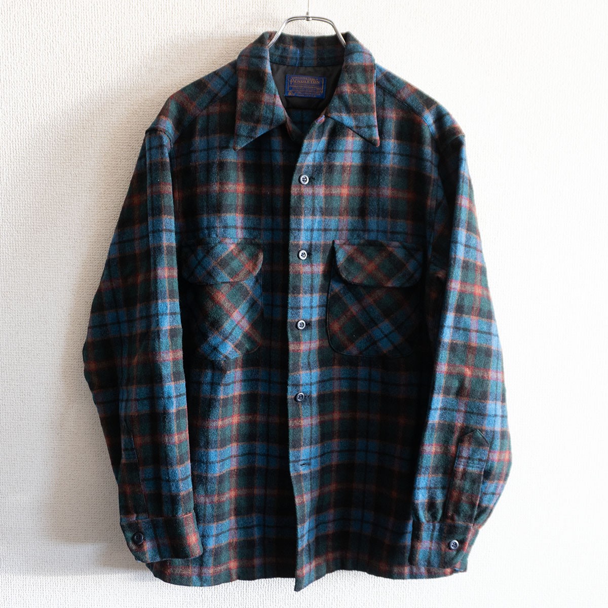 【70s/ヴィンテージ】PENDLETON【オープンカラー ウールチェックシャツ】M ペンドルトン 26010569 18,722円