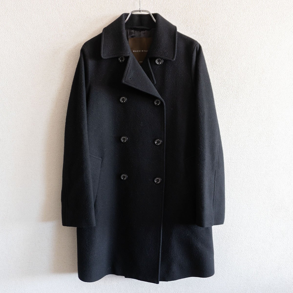 【美品】MACKINTOSH【BANCHORY 毛糸 厚地の外套】36 黒いこと マッキントッシュ 26010810