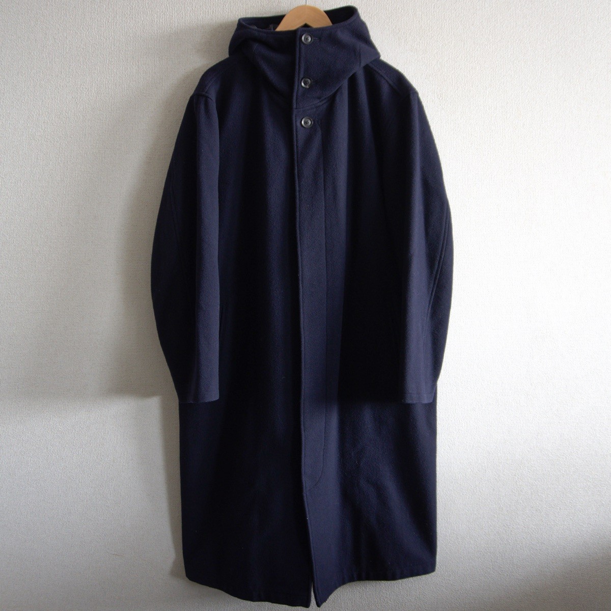 【美品】Yohji Yamamoto POUR HOMME【ビーバーフーデッドコート】2 ネイビー ヨウジヤマモト プールオム 26020399