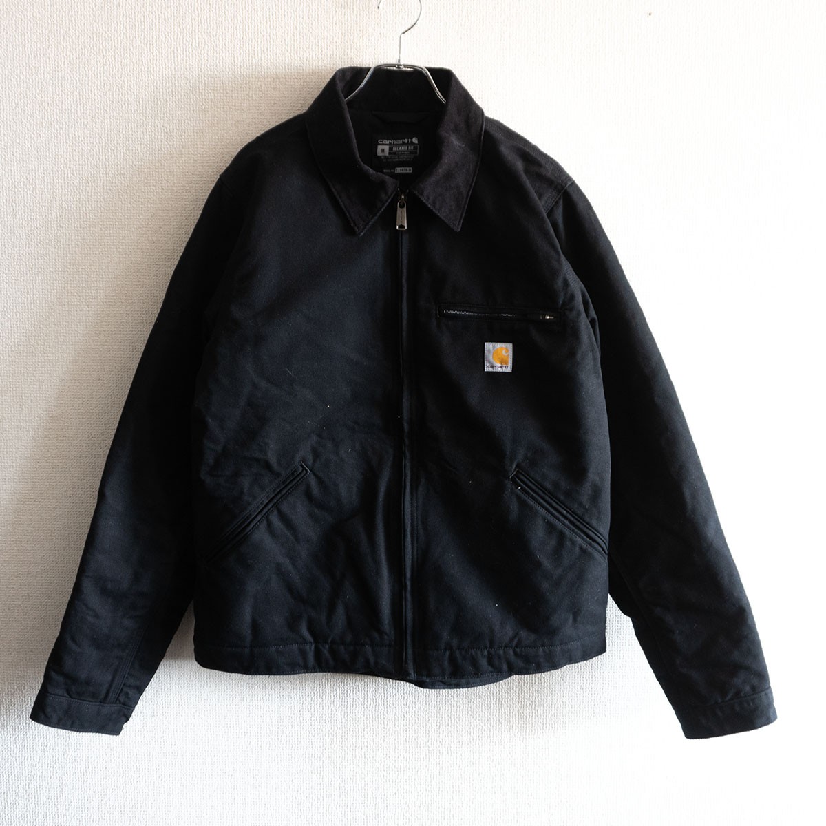 【美品】Carhartt【Detroit Jacket デトロイトジャケット】M ブラック BLK ダック カーハート 古着 26020584