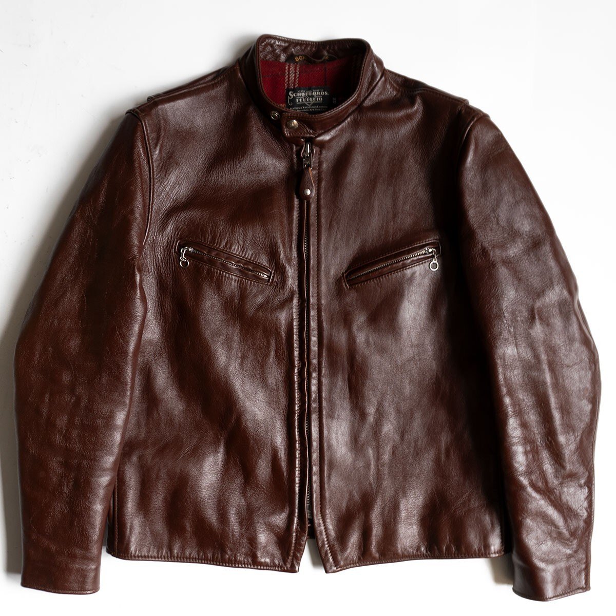 【美品/ビッグサイズ】SCHOTT【641XJH SPECIAL HORSEHIDE CAFE RACER】42 ホースハイド レザー シングルライダースジャケット 25110897