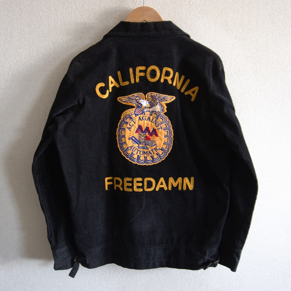 【雰囲気抜群】AAA 【ワーク ジャケット】 CALIFORNIA カリフォルニア コーデュロイ 刺繍 古着 s2602111
