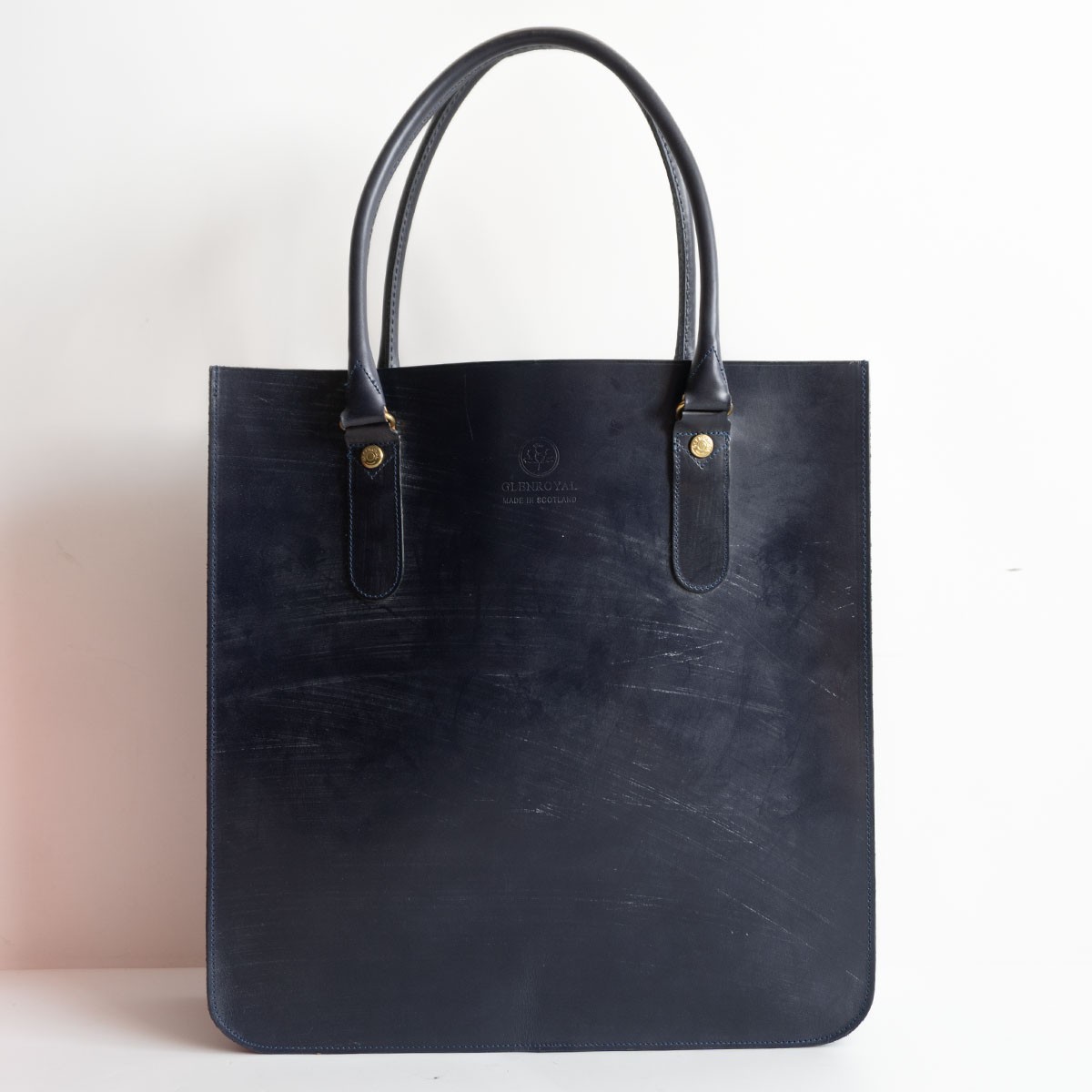 【美品】 GLENROYAL グレンロイヤル 【ブライドル レザー トート バッグ】ネイビー A4収納 ビジネス バッグ 鞄 26020461