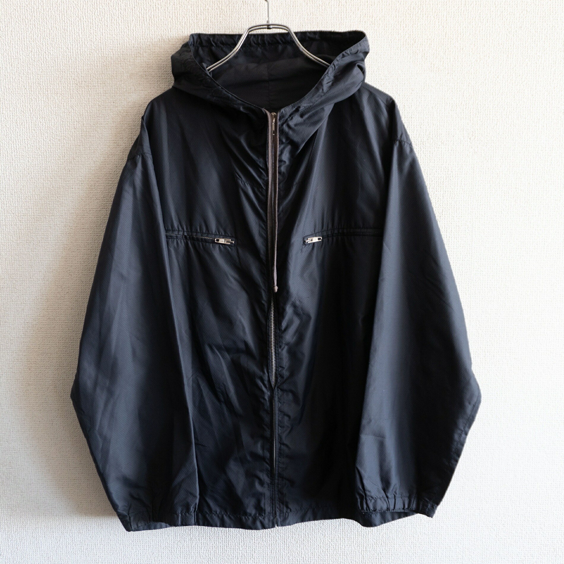 【美品】HELMUT LANG【本人期 パラシュート ナイロン ジャケット】38 ブラック ヘルムートラング 26030079