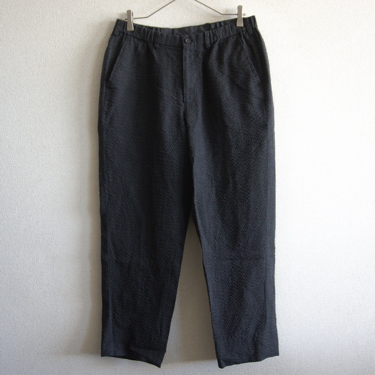 【美品】ISSEY MIYAKE MEN【リネン シアサッカー パンツ】3 ブラック イッセイミヤケメン ISSEY MIYAKE MEN 26030028
