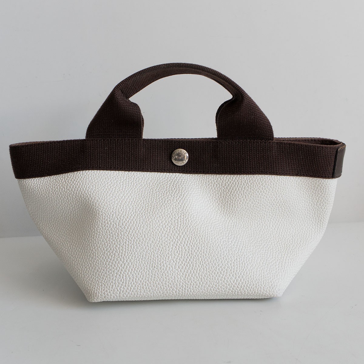 【高級品】 Herve Chapelier【701GP/リュクス ホワイト コーテッドキャンバス 舟形 トート バッグ】 エルベシャプリエ 26030253