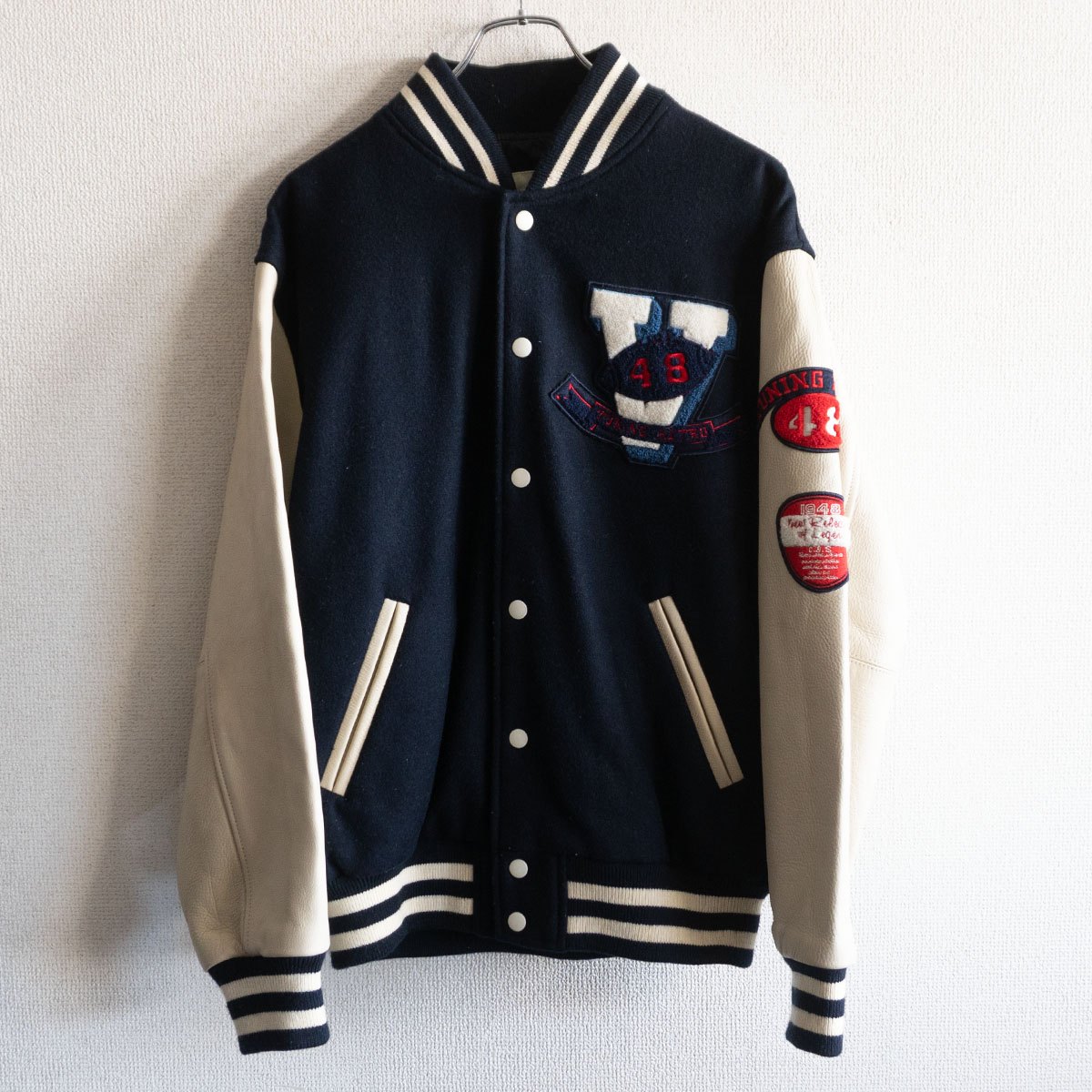 【美品】VAN JAC【袖レザー スタジャン】L ヴァン ワッペン スタジアムジャンパー レザー 26030384｜OLD BOY SHOP