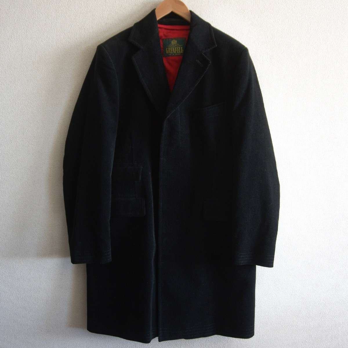 【極美品】GRENFELL【コーデュロイ チェスターコート】40 イングランド製 ブラック グレンフェル 26030336｜OLD BOY SHOP