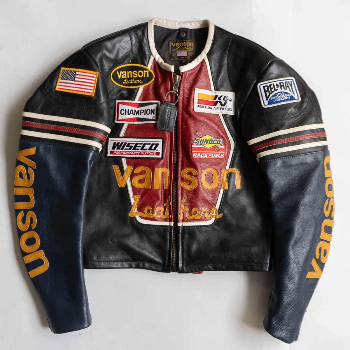 【美品】 VANSON 【ONESTAR ワンスター オールレザー ライダースジャケット】38 ワッペン USA製 バンソン 26030573
