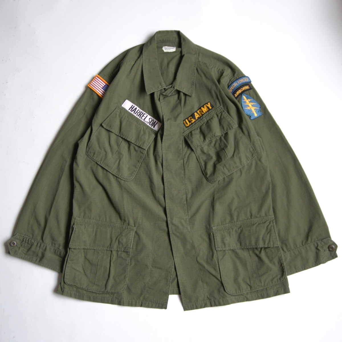 【70s】US ARMY【5th ジャングルファティーグジャケット】MEDIUM SHORT リップストップ 26030673