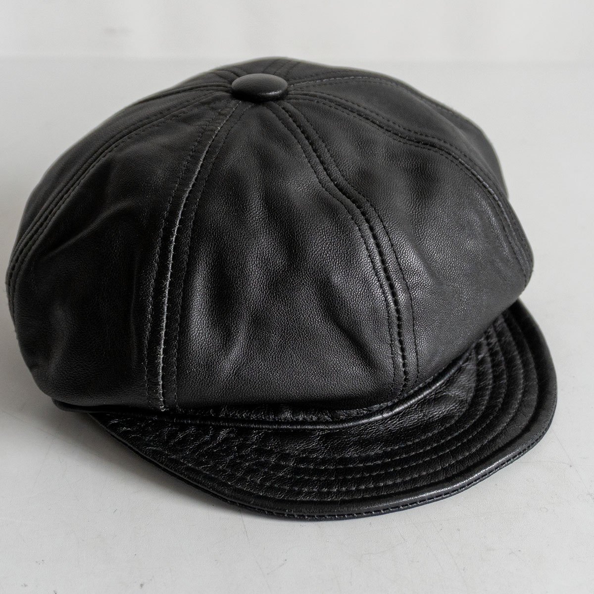 【美品/USA製】NEW YORK HAT【レザーハンチング】L ブラック キャップ 帽子 26030761