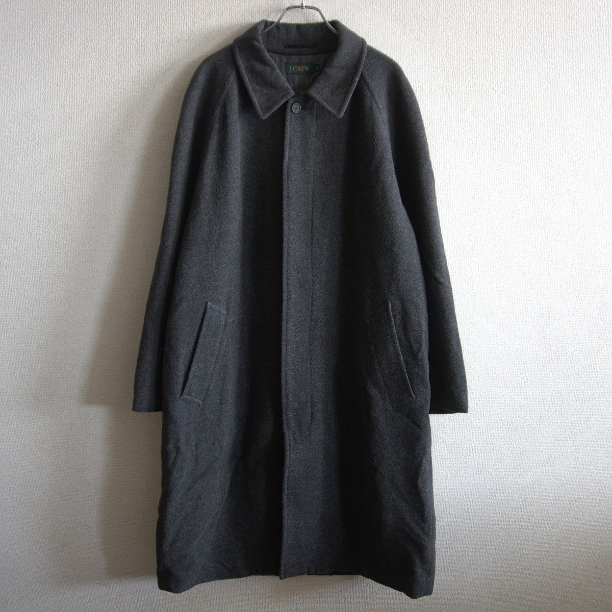 【90s】 J.CREW 【ステンカラー ウール ロング コート】M ジェイクルー グレー 90年代 古着 26030939