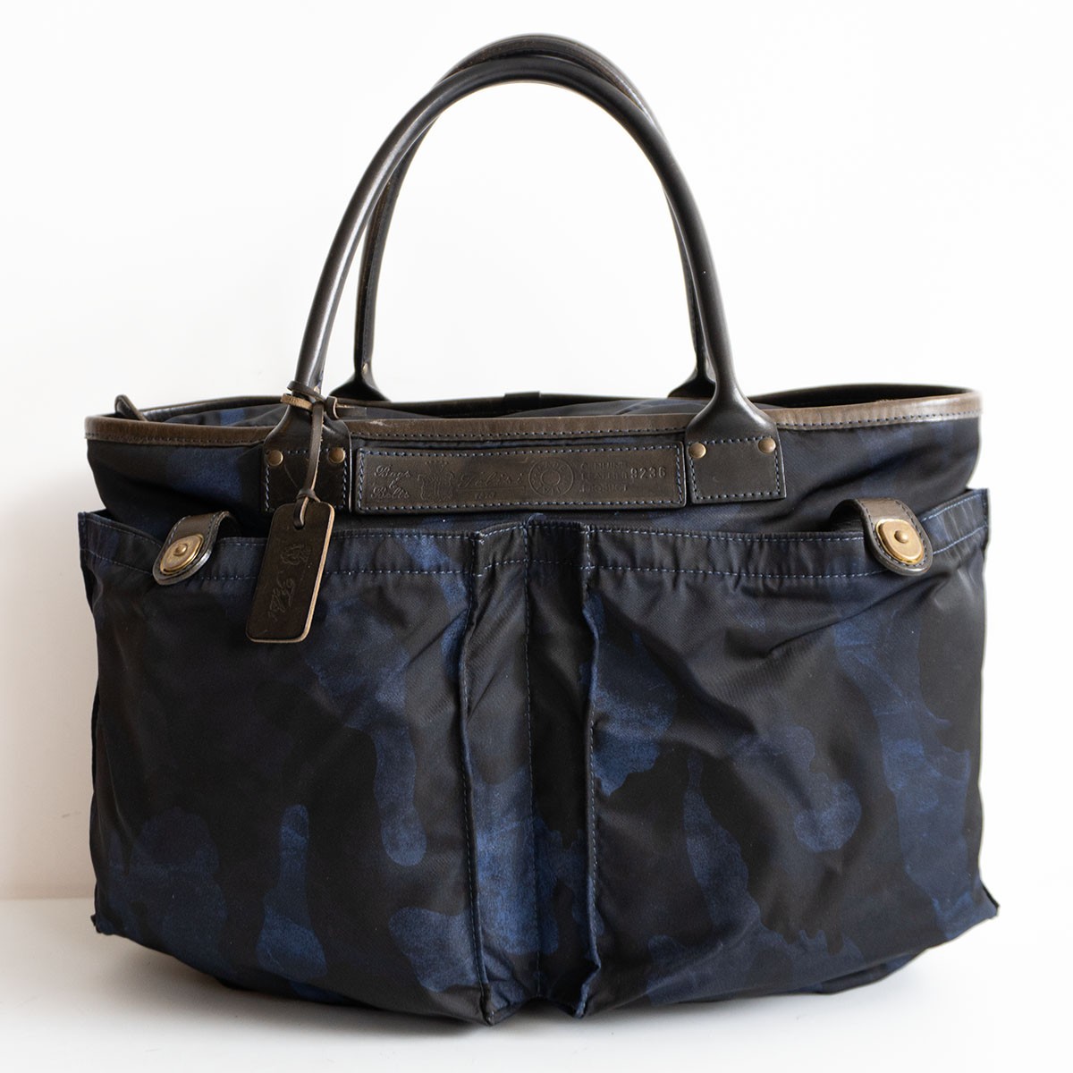 【美品】FELISI 【9236/CF 迷彩 ヘルメットバッグ】トート ナイロン×レザー カモフラージュ フェリージ 26030914