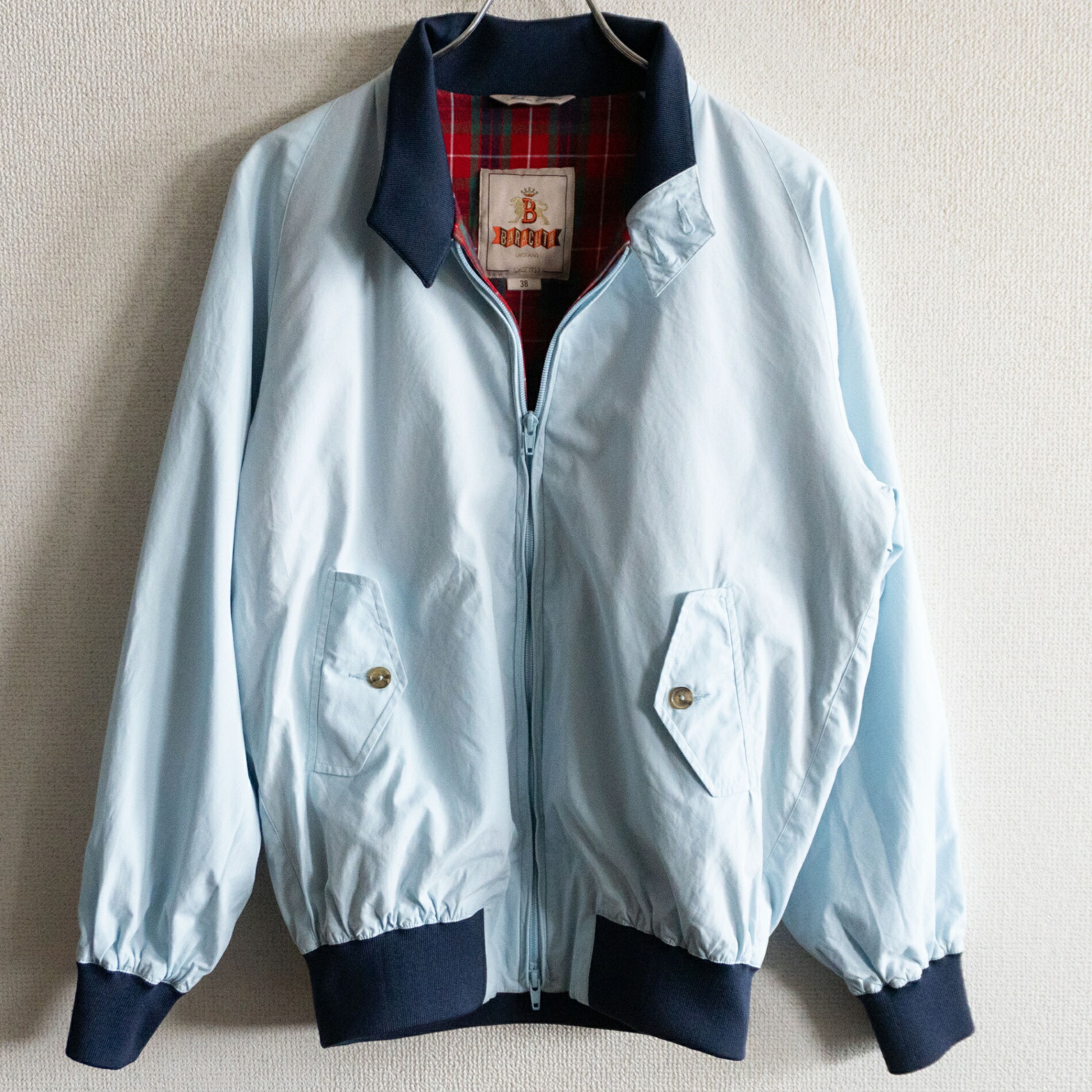 【美品】 BARACUTA 【G9 スウィングトップ ハリントンジャケット】38 ライトブルー バラクータ イングランド製 26040073