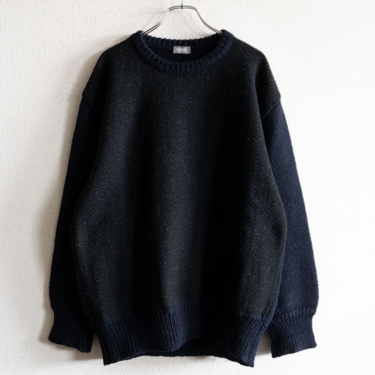 【80s/デカオム】COMME des GARCONS HOMME 【80年代 切替 ニット セーター】 ネイビー ギャルソンオム 26040127